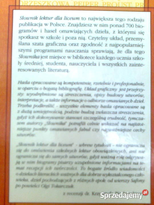 Słownik lektur liceum red Henryk Sułek Rok wydania 2003 Warszawa