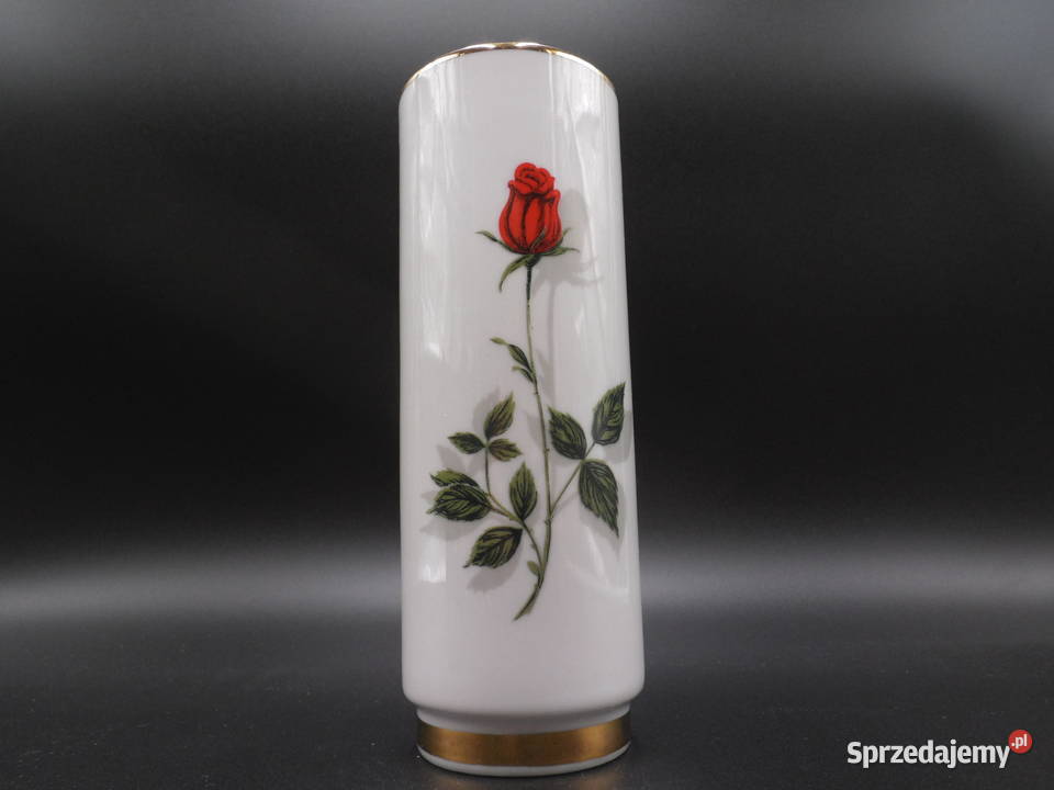 Wazon BAVARIA z dekoracją różaną Porcelana i szkło Raszków
