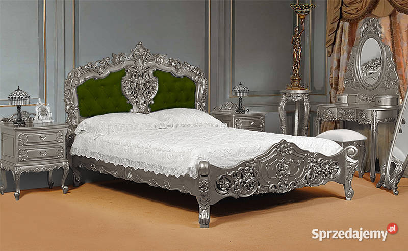 Nowe łóżko srebrne tapicer 180x200 barok rokoko