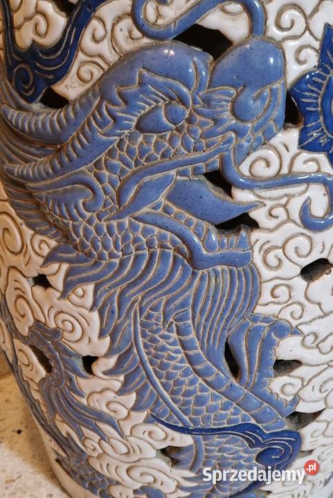 PUF STOŁEK STOLIK ceramika orientalny wzór smoki sprzedam