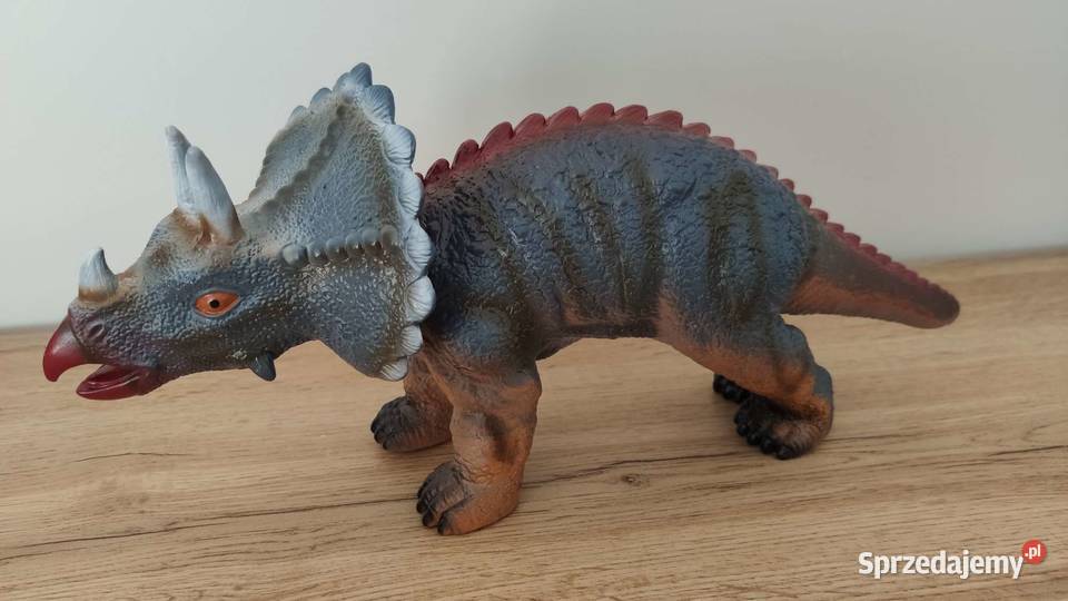 Duży Dinozaur Ryczy Triceratops Figurka Gumowa z 3 lata+ Mogilany