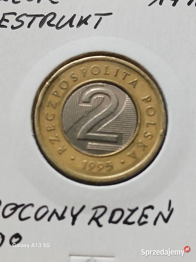 2 Złote 1995 DESTRUKT odwrócony rdzeń 180 Stopni Konin