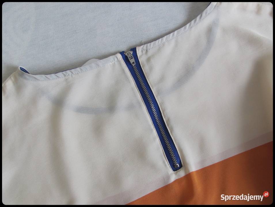 Bluzka trójkolorowa lekka 38 M zamek na karku Bluzki i koszule mazowieckie