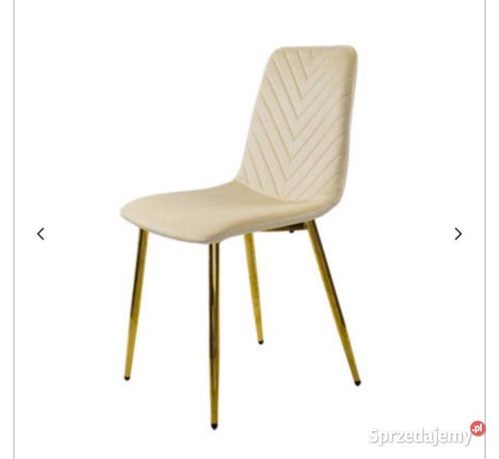 Krzesło kremowe - beżowe z welur złote nóżki