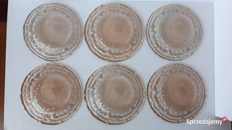 Talerzyki Flora Ząbkowice kolorowe szkło PRL Dąbrowa Górnicza