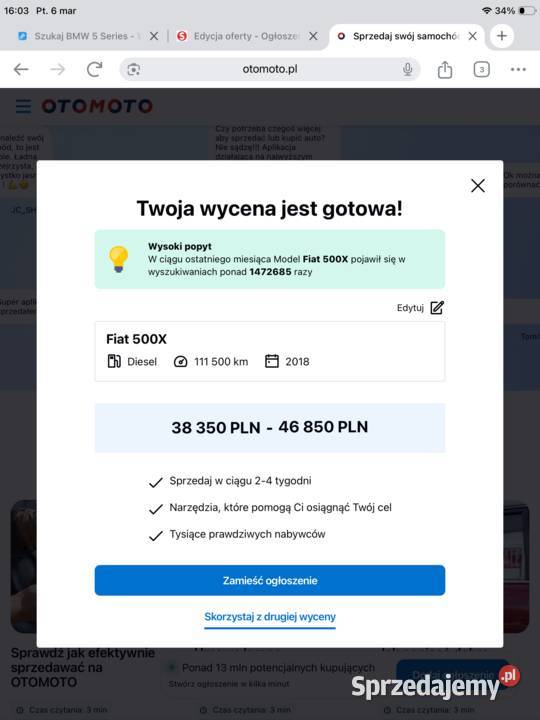 Fiat 500X 16 MJET 8xalufelgi manualna dolnośląskie Głogów sprzedam
