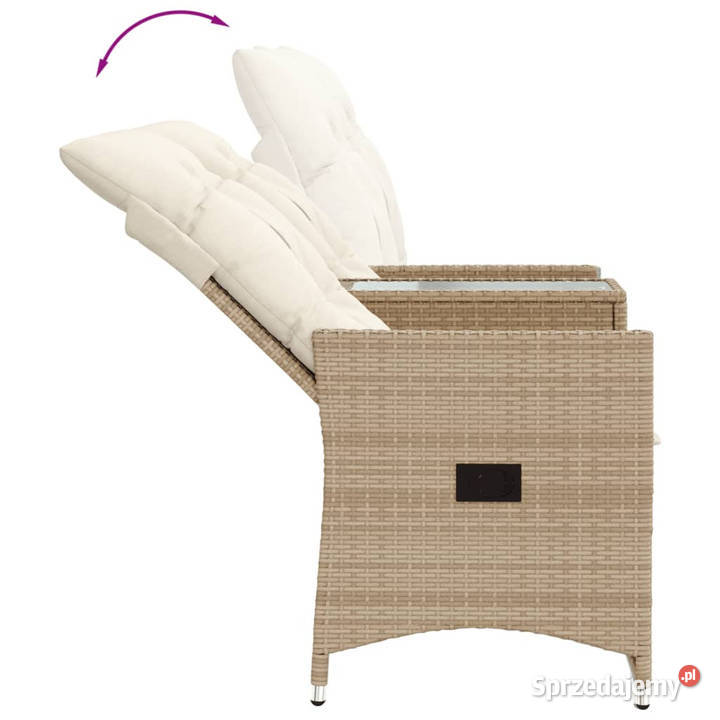 Rozkładana sofa ogrodowa ze stolikiem 2os beż