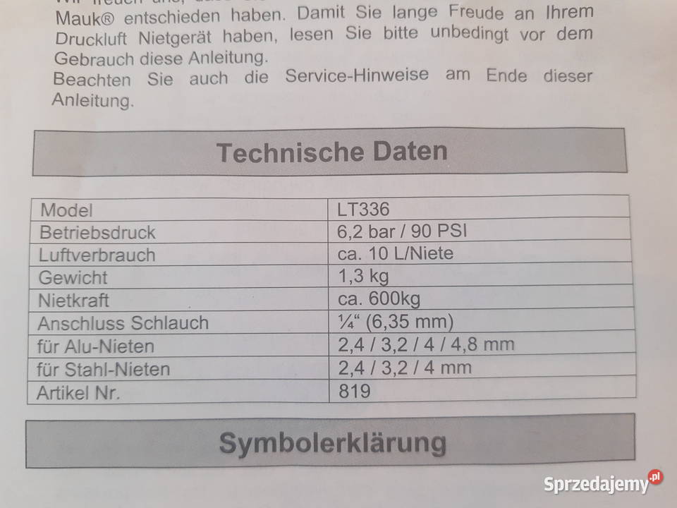 Nitownica pneumatyczna Mauk LT336 Lębork