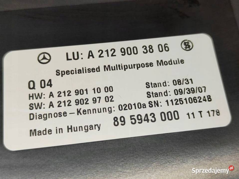 Moduł Komfortu Mercedes W212 A2129003806 wielkopolskie Pleszew