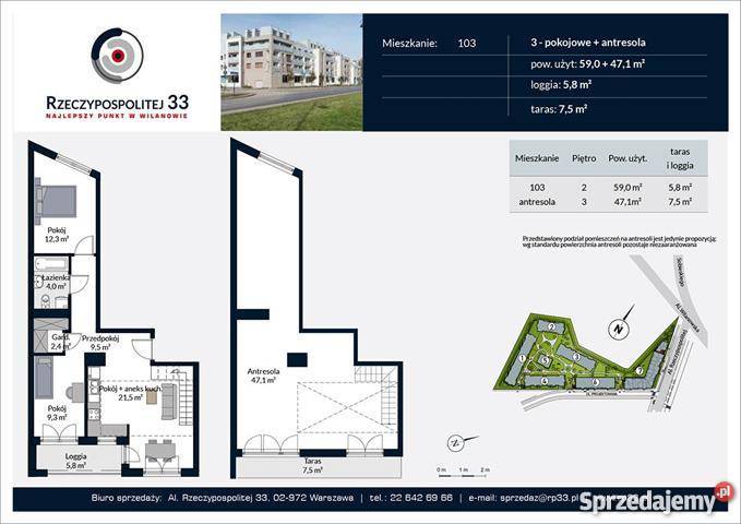 mieszkanie 106m2 4 pokoje Warszawa Wilanów Piętro 2