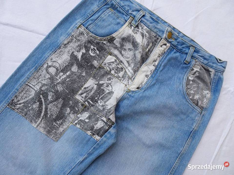 Spodnie dżinsy vintage z Fotografią XL niebieski Nowy Sącz