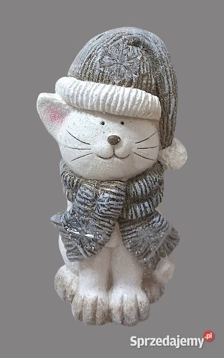 Urocza dekoracja figurka świąteczna kot z Chrzanów