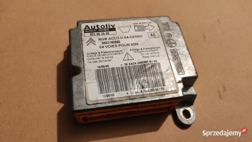 Sensor poduszek 603602500 Citroen Berlingo 16 Brzostów