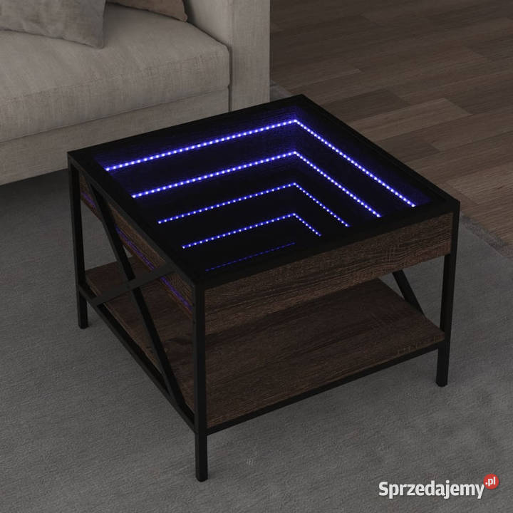 Stolik kawowy z LED Infinity brązowy dąb Warszawa