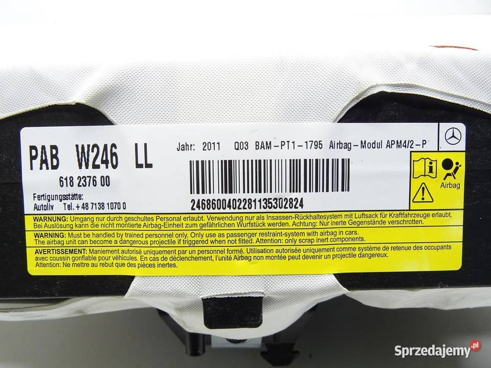 PODUSZKA POWIETRZNA AIRBAG PASAŻERA 2468600402 Poduszki powietrzne Motoryzacja