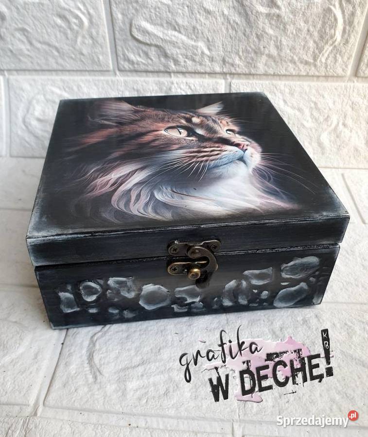 Szkatułka pudełeczko z kotem decoupage Kraków
