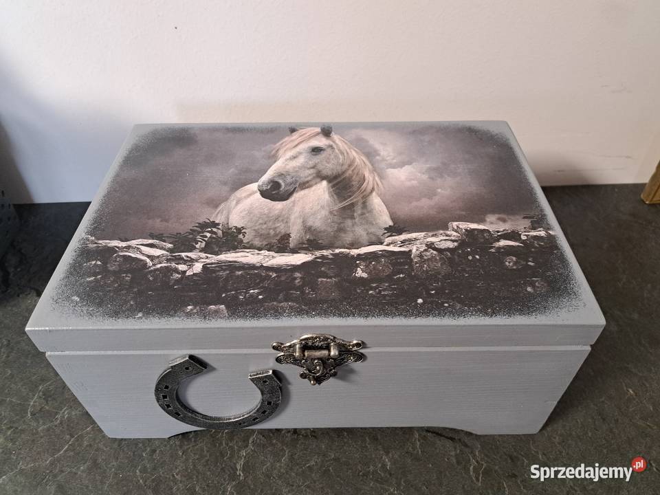 Kuferek konie szary handmade Kędzierzyn-Koźle sprzedam