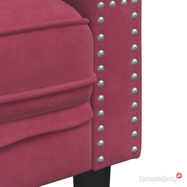 2cz wypoczynek Chesterfield z wałkami bordowy