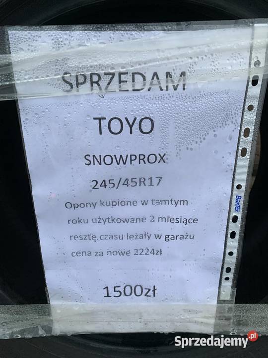Opony zimowe Toyo 24545r17 nowe komplet 245 Słubice sprzedam