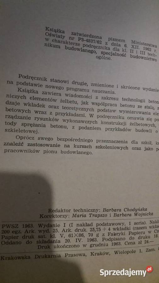Żelbet i beton sprężynowy książka budownictwo mazowieckie Warszawa sprzedam