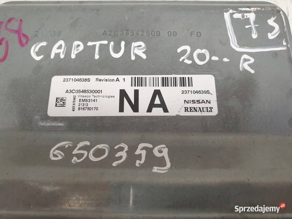 Renault Captur II 10 TCe STEROWNIK SILNIKA osobowe Janów