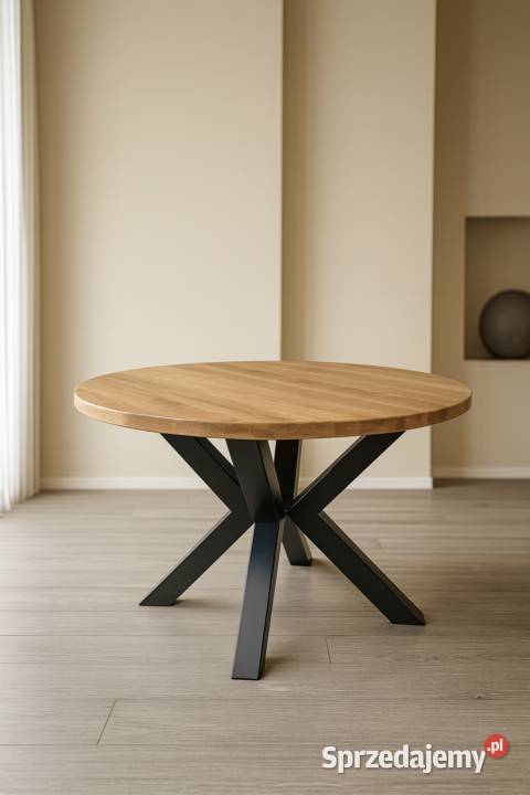 Stół PAJĄK Dębowy Okrągły LOFT Lite Drewno Różne Dom i Ogród Wrocław sprzedam