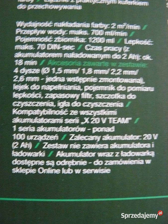 Pistolet malarski akumulatorowy Nowy lubuskie Nowa Sól sprzedam