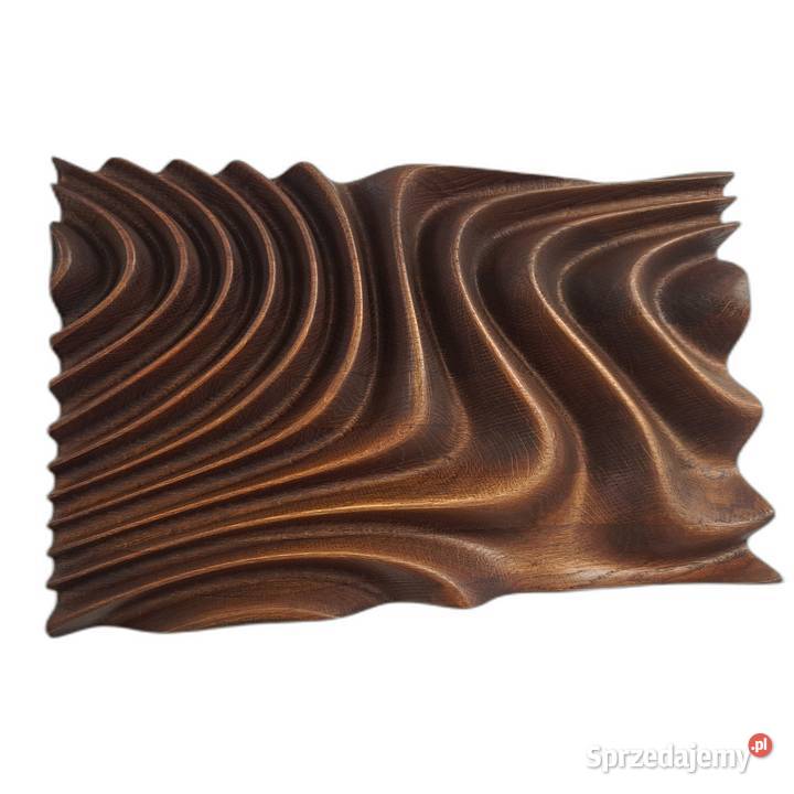 Płaskorzeźba dębowa fale 3D olejowana dekoracja