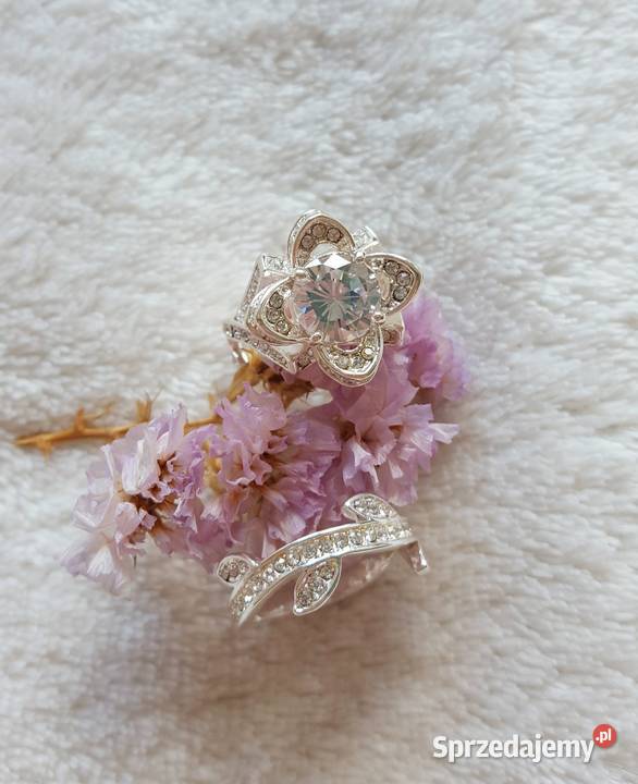 Nowy pierścionek podwójny srebrny kolor kwiat zachodniopomorskie Szczecin