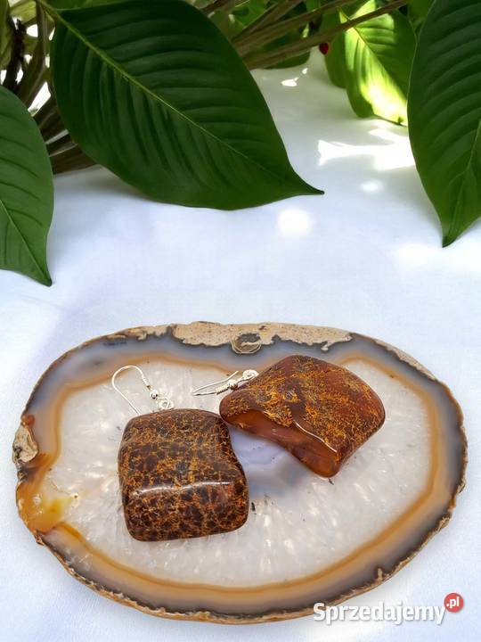 Kolczyki z BURSZTYNU bursztyn bałtycki bryłki Warszawa