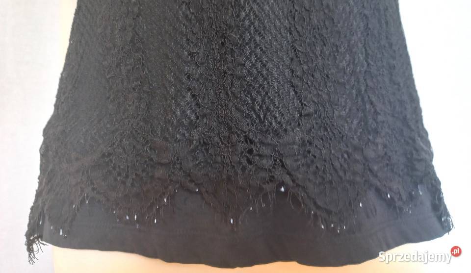 Bluzka czarna Koronka krótki rękaw r S stan Rozmiar 36(S) Białystok sprzedam