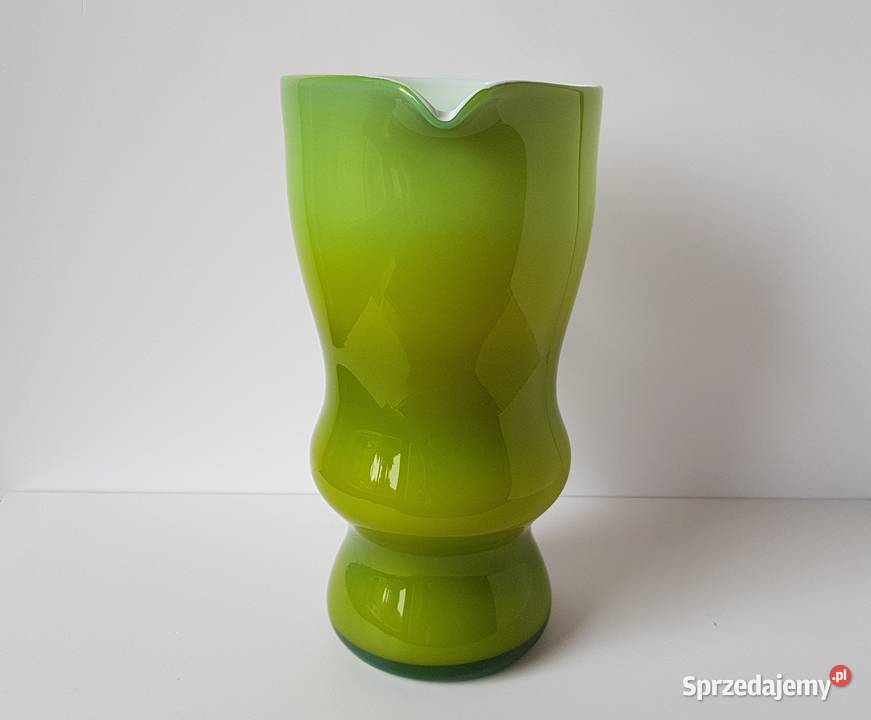 Duży stary dzban dzbanek kolorowe szkło PRL Dąbrowa Górnicza