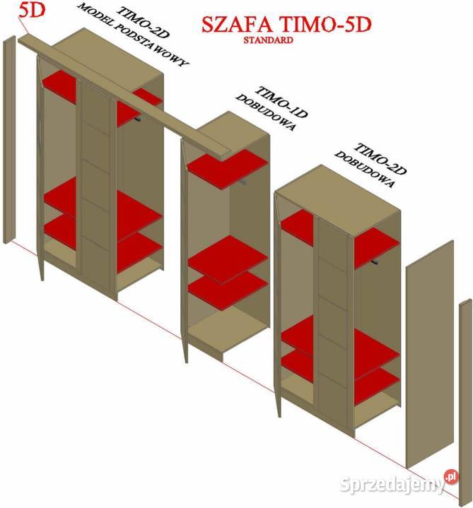 Szafa 5drzwiowa dębowa TIMO TARTAK MEBLE wiele małopolskie