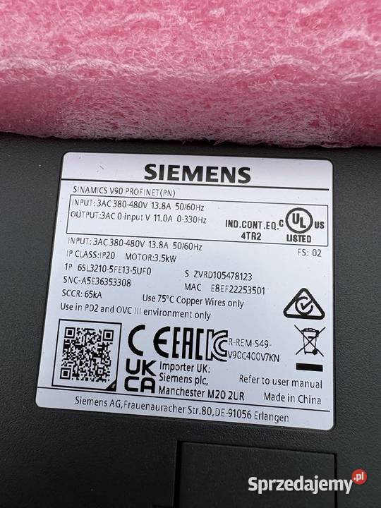 Siemens Sinamics V90 6SL32105FE135UF0 Warszawa sprzedam