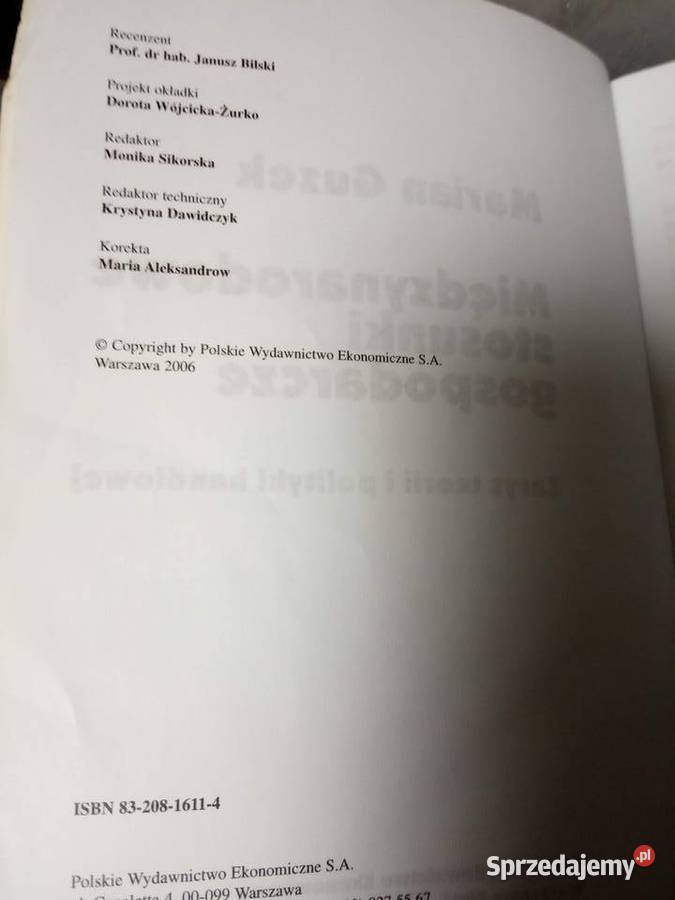 Międzynarodowe stosunki gospodarcze Warszawa sprzedam