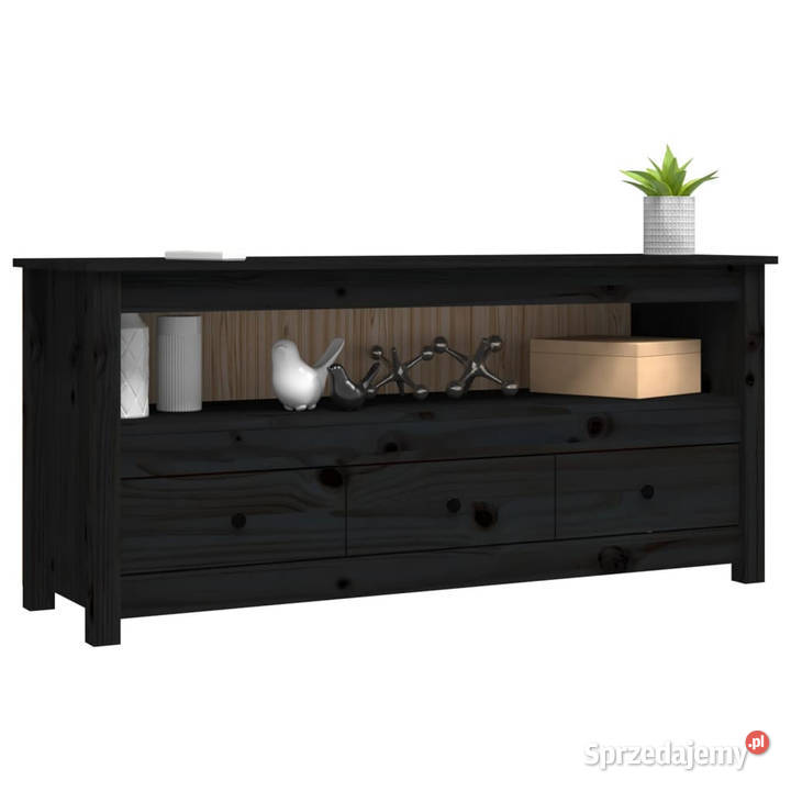 Szafka pod TV czarna 114x35x52 lite drewno Warszawa