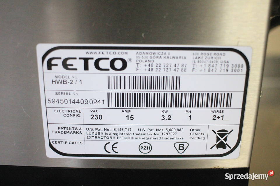 Fetco HWB2 podgrzewacz do wrzątku Pszczyna sprzedam
