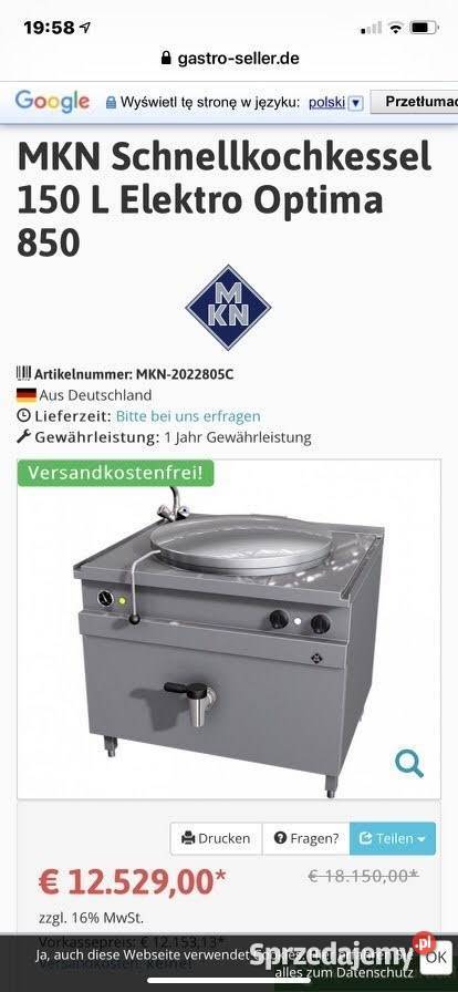 Kocioł ważelniany 150 litrów gazowy MKN małopolskie Wadowice sprzedam