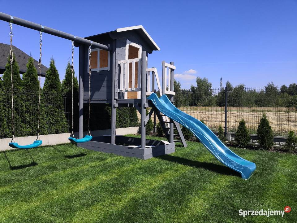 Domek plac zabaw huśtawka piaskownia ścianka