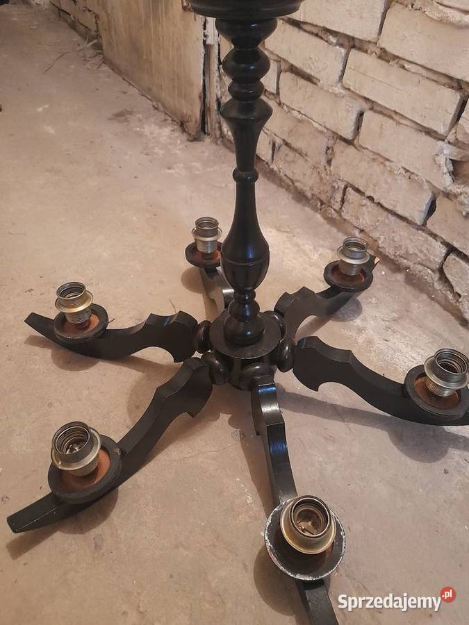 Zyrandol sześcioramienny Drewniany Sosnowiec