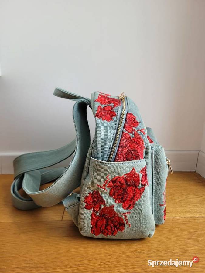 Niebeski plecak w czerwone kwiaty Kazar Na ramię  małopolskie Liszki