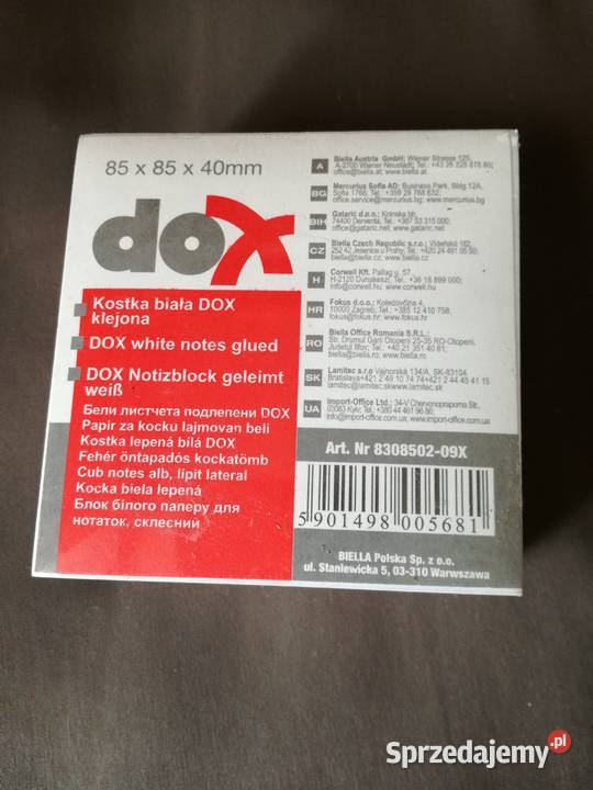 Karteczki białeKostka papierowa klejona Dox łódzkie
