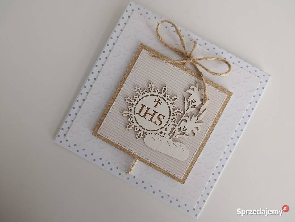Kartka ręcznie robiona Komunia Święta handmade Łódź