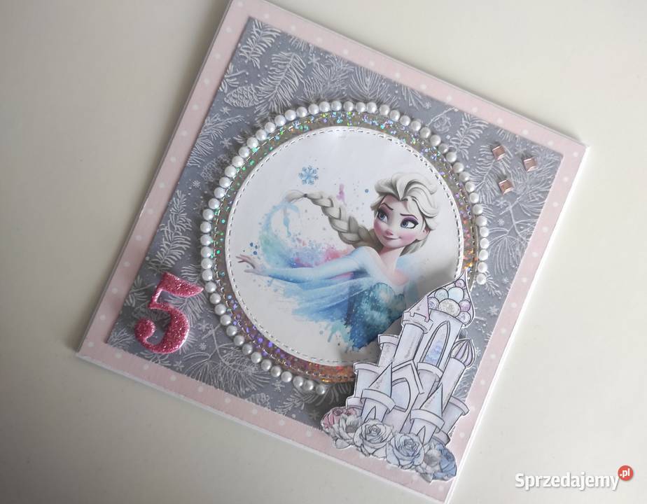 Kartka ręcznie robiona na urodziny Kraina lodu Łódź