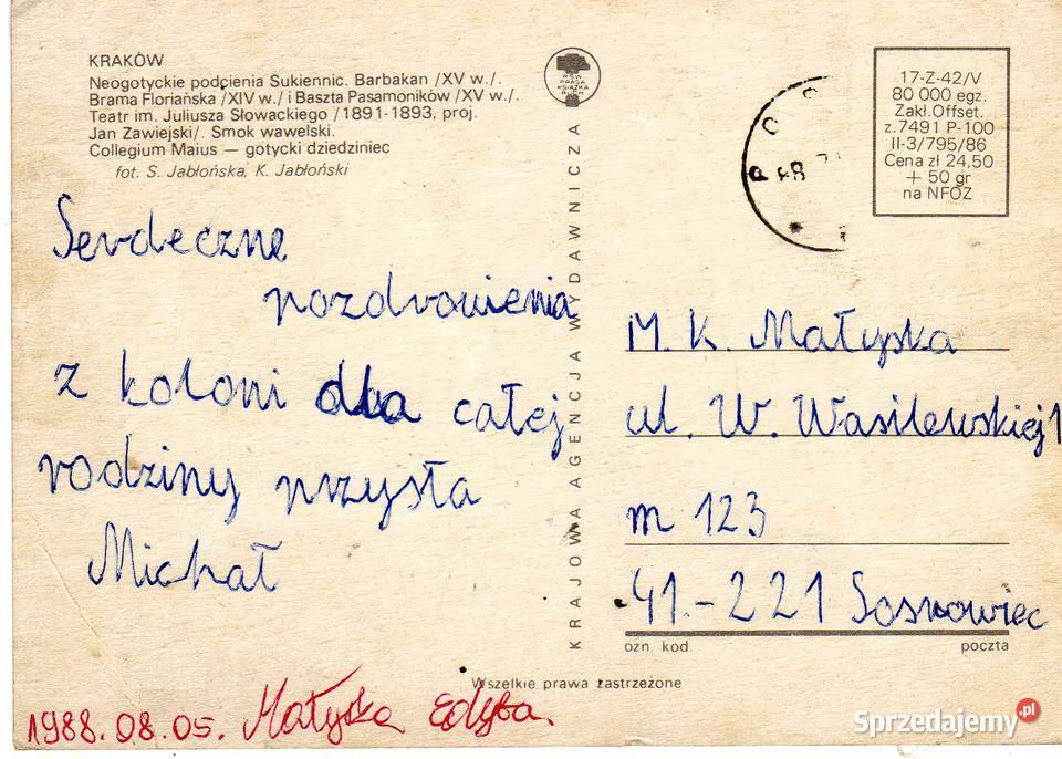 KRAKÓW POCZTÓWKA WIELOWIDOKOWA Pocztówki i karty telefoniczne Krynki sprzedam