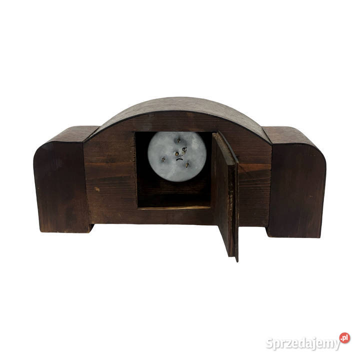 Zabytkowy zegar kominkowy art deco drewno Niemcy