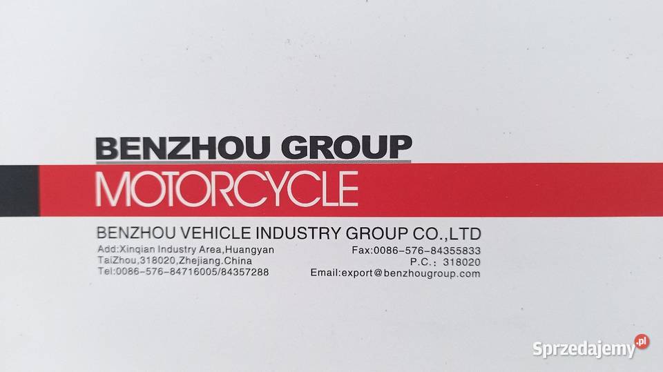 BENZHOU Motorcycle Broszura Prospekt Bytom