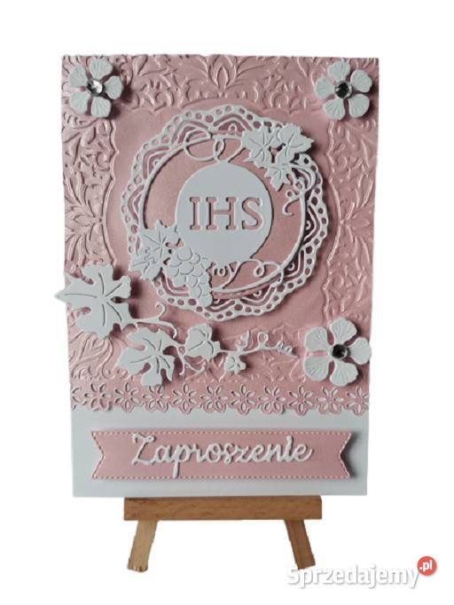 Zaproszenia Komunia Dziewczynka Ihs Z Winogronem Rękodzieło Poznań