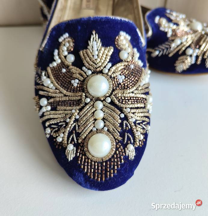 Płaskie buty loafers 38 retro vintage welur Szczecin sprzedam