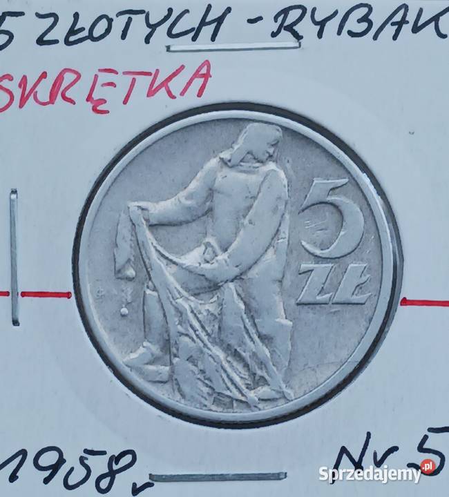 5 złotych Rybak 1958 r 5 Skrętka Konin